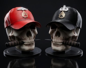 Hand Painted mini skull Parachute Rigger Hat and Advanced Airborne School Black Hat instructor