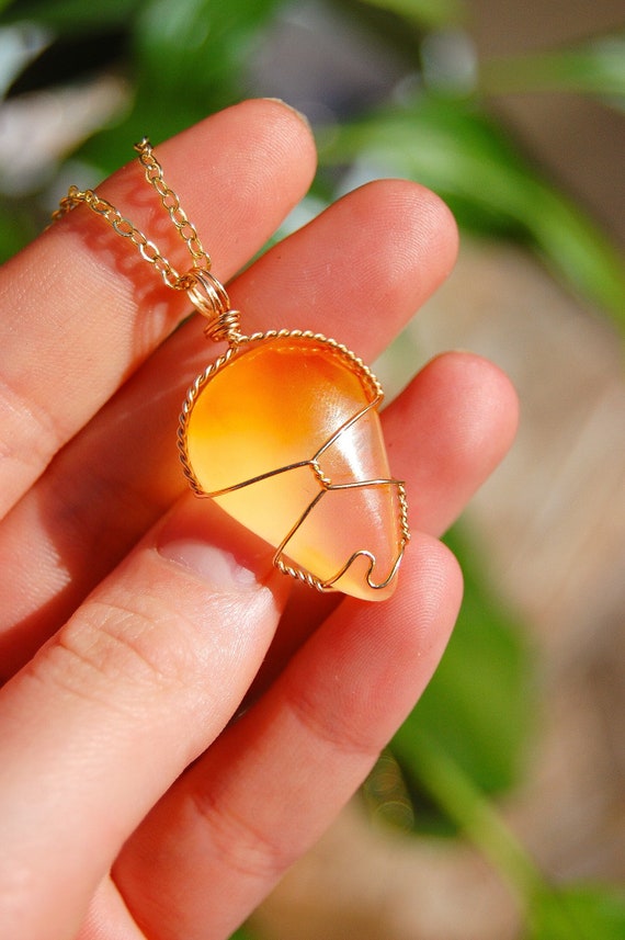 Carnelian Crystal Necklace Wrapped in 