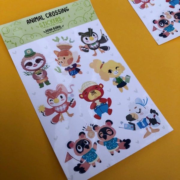 Pegatinas Animal Crossing New Horizons | Hoja de pegatinas stickers decoración | Pack de pegatinas precortadas