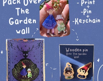 Over The Garden Wall Fan Pack | Mas allá del Jardín Ilustración + Llavero + Pin doble