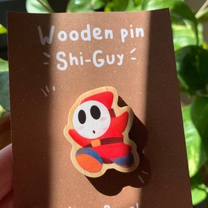 Naturholz-Anstecknadel, Shi-Guy Super Mario Bros, Nintendo Switch
