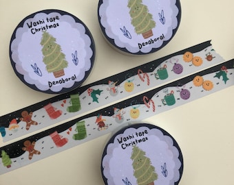 Christmas Washi Tape | Planner Tapes Handmade | Christmas Gift Card Design Gift Packaging | Cute Pattern Decorative Tape