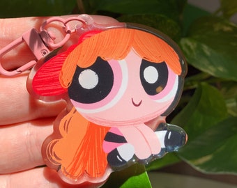 Blossom The Powerpuff Girls Keychain Keyring | Original Fanart Cartoon Network Series