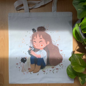 Tote Bag Birds | Totebag Original Illustration Dena Boral | 100% Cotton 40x40cm 16x16inch
