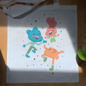 Sac fourre-tout Gumball, Fanart Sac en tissu Le Monde incroyable de Gumball, Fan Art 100% coton Sac 40x40cm 16x16inch