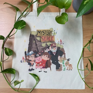 Tote Bag Gravity Falls | Totebag Fanart Mistery Shack | Fan Art 100% Cotton 40x40cm 16x16inch