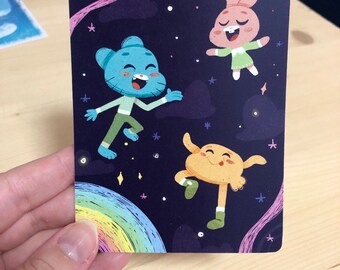 Gumball Postcard Original Illustration Mini Print the Amazing