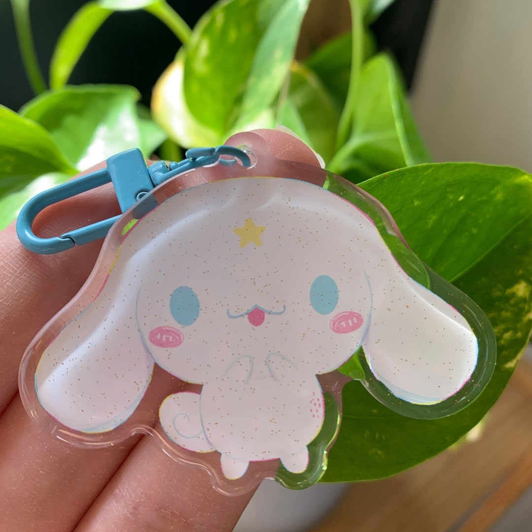 Cinnamon Roll Hello Kitty Acrylic Keychain Glitter Keyring Etsy