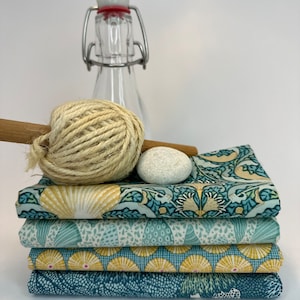 Tilda fabric package "Cotton Beach" aqua/yellow from Tone Finnanger, cotton