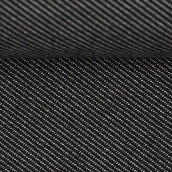 Jacquard Jersey Schwarz/Grau Diagonalmuster Serge von Swafing 50cm, Meterware