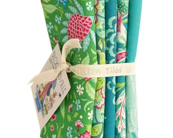 Paquet de tissus Tilda « Bloomsville » vert/turquoise par Tone Finnanger pour Tilda Fabrics, 100% coton