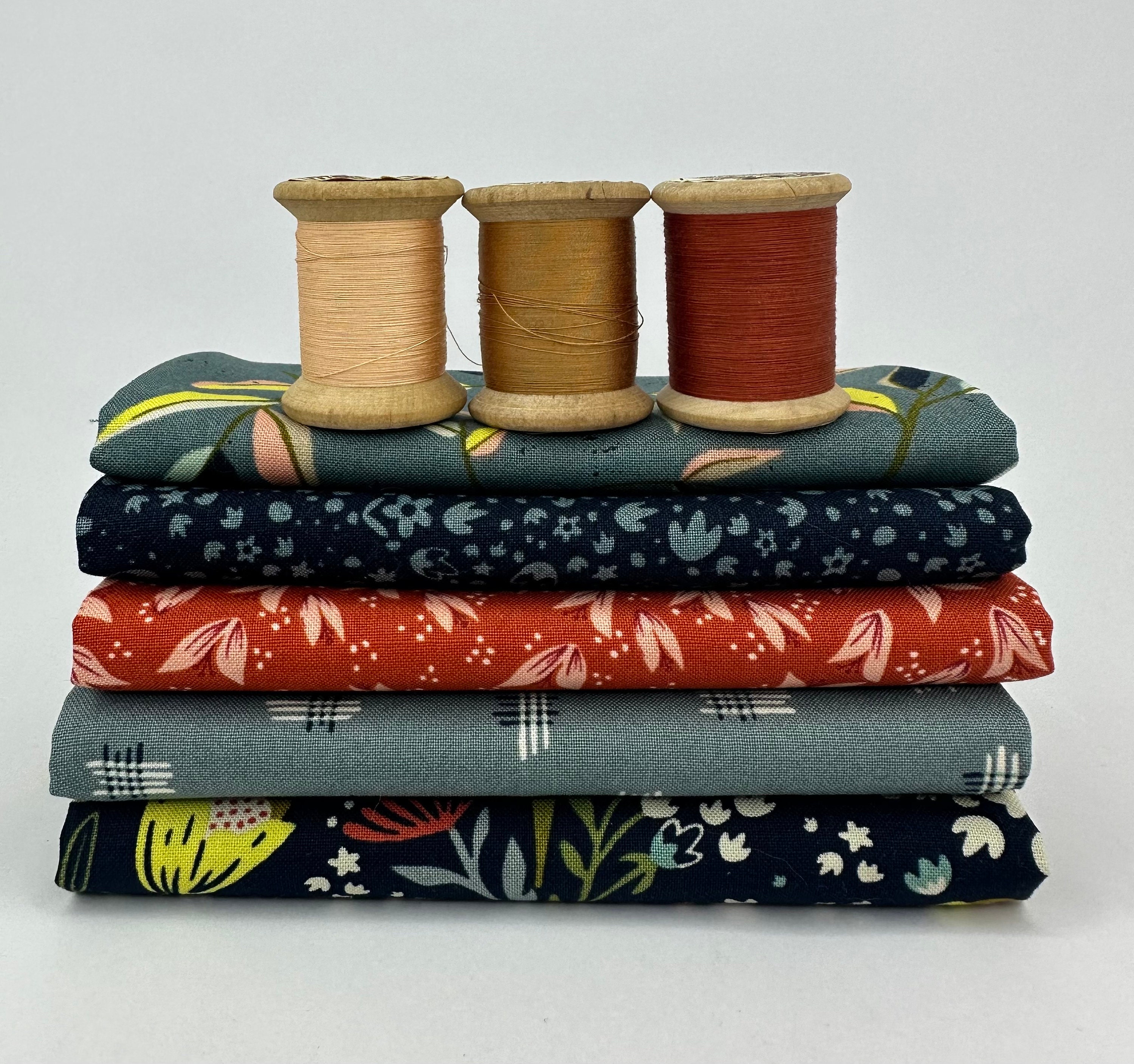 Fabric bundle "Songbook" Navy/Dusty Blue by Fancy That Design House - 5 designs - 100% cotton