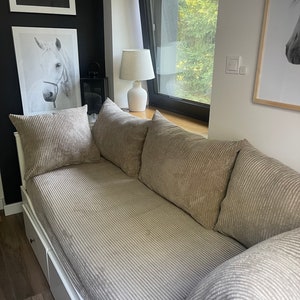 Tagesbett Bezug IKEA Hemnes – Cord Streifen Cappuccino, Handgefertigt mit Kissen Optionen cm