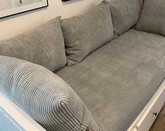 NEW!!! Velvet set, slipcover, pillows. Hemnes Brimnes daybed cover. Light Grey corduroy, velvet, upholstery fabric, daybed, sofa, [cm]