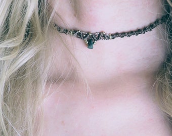 Choker Macramé Mendoza • tribal Choker Healing Stone • Macramé Necklace with Gemstone • Gift for Girlfriend • Hippie Style • Healing Stone