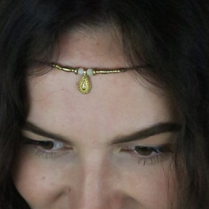 Oriental macrame tiara/choker • Vienna • Forehead chain with brass ornament in hippie style