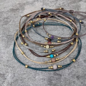 Delicate gemstone anklet • Phuket • minimalist foot jewelry with brass beads in a hippie look as a gift idea for women