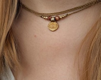 Personalisiert minimalistische Choker Kette mit Anhänger • Colombo • Zarte Halskette als Geschenk für Damen individuell verstellbar