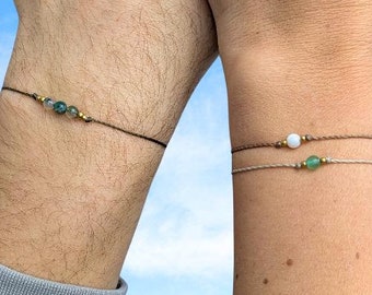 minimalistisches Armband personalisiert mit Geburtsstein • Bangkok • Edelstein Freundschaftsarmband als Geschenk für die beste Freundin
