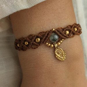 Personalized macrame bracelet with pendant • Goa • Friendship bracelet with gemstone bead in boho style as a gift for women
