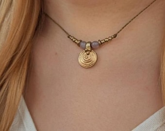 Personalisierte boho Halskette mit Anhänger und Edelstein • Ibiza • minimalistische Kette Halskette als Geschenke für Freundin