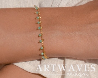 Gold-plated bracelet with small gemstone beads • Feronia • gold bracelet as a gift idea for women with mini beads