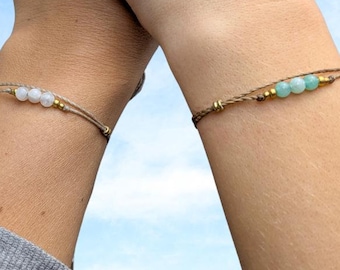 Personalisiertes Edelstein Armband mit Geburtsstein • Stone • minimalistisches Armbändchen im boho style als Geschenk für Freundinnen