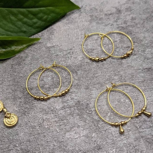 Brass earrings • Sucre • in a pair as a gift idea for women