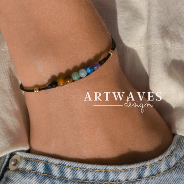 Macrame Chakra Armband • Ubud • minimalistische armband in boho-stijl met helende stenen als cadeau-idee voor vrouwen