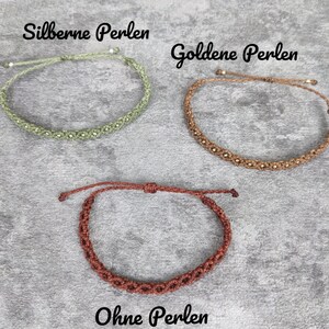 geknüpfter makramee choker in vielen farben im schlichten surfer stil. eng anliegendes nylon halsband mit messingperlen für damen und herren