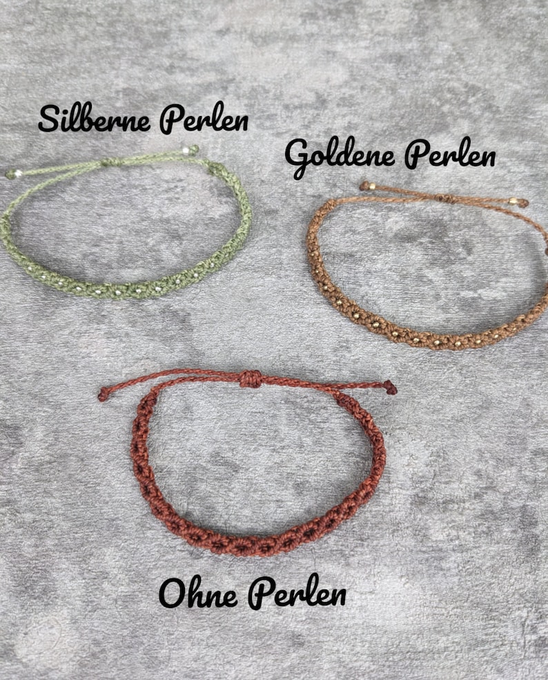 geknüpfter makramee choker in vielen farben im schlichten surfer stil. eng anliegendes nylon halsband mit messingperlen für damen und herren