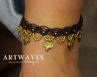 Indian gipsy anklet • Kerala • Macrame anklet in a hippie look as a gift idea for women