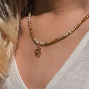 Golden sun choker • Mallorca • Golden sun necklace with gold-plated 24 carat pendant as a gift idea for women