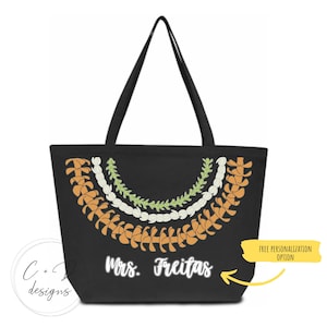 Personalized Hawaiian Lei Tote | Flower Bag | Puakenikeni | Pakalana| Pikake