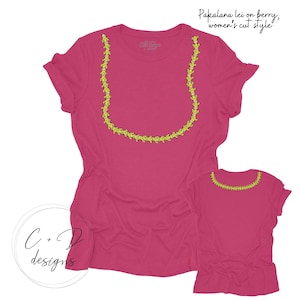 Pakalana Lei Shirt, S-3XL, Hawaiian lei t-shirt, Wraparound lei front and back