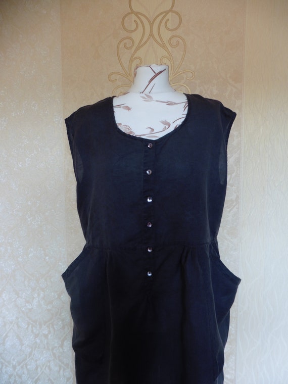Black Linen GUDRUN SJODEN Vintage Dress/Loose Slee