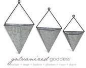 Galvanized metal wall planters, wall plant pots, metal decor, wall sconces, metal wall planter, outdoor wall planter, plant sconce