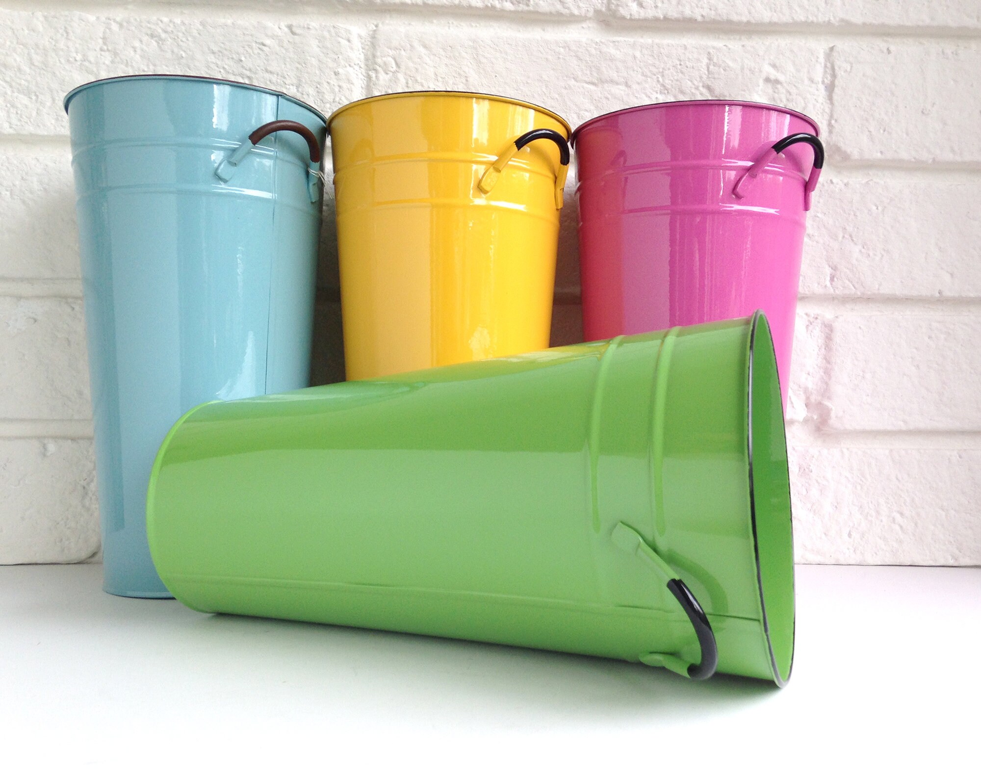 French Floral Bucket Enamel Flower Bucket Tall Flower Etsy