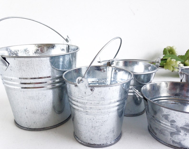 Galvanized Pail 5 Sizes Pail With Handle Small Pail Metal Etsy