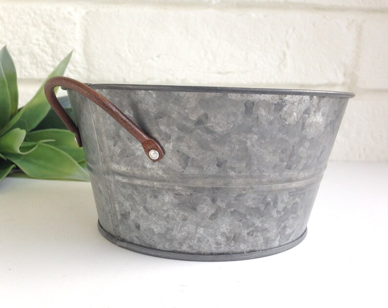 Small Galvanized Tub Brass Handles Drink Bucket Galvanized Etsy