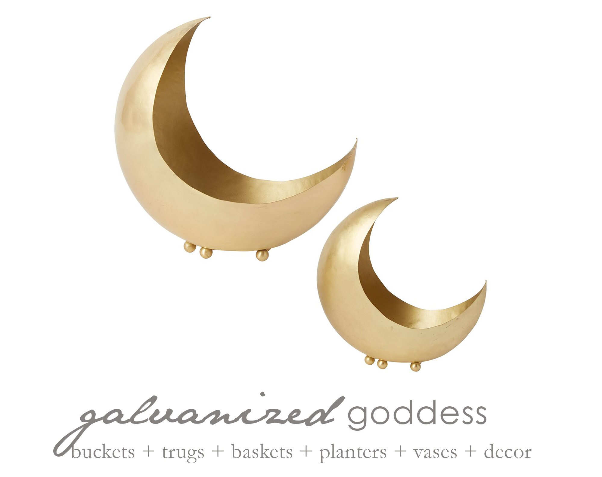 Moon Tabletop Decor Crescent Moon Gold Table Accent Two Etsy