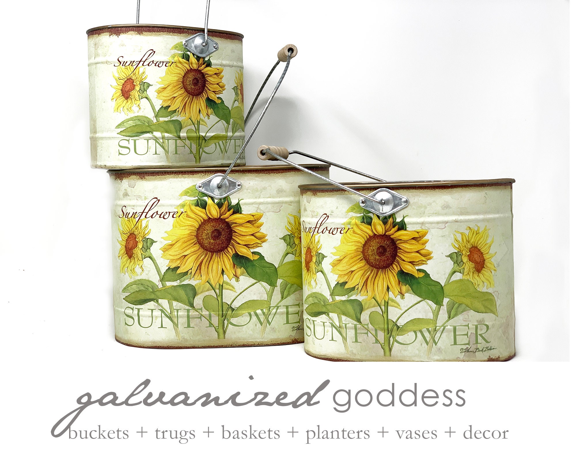 galvanized sunflower Bucket