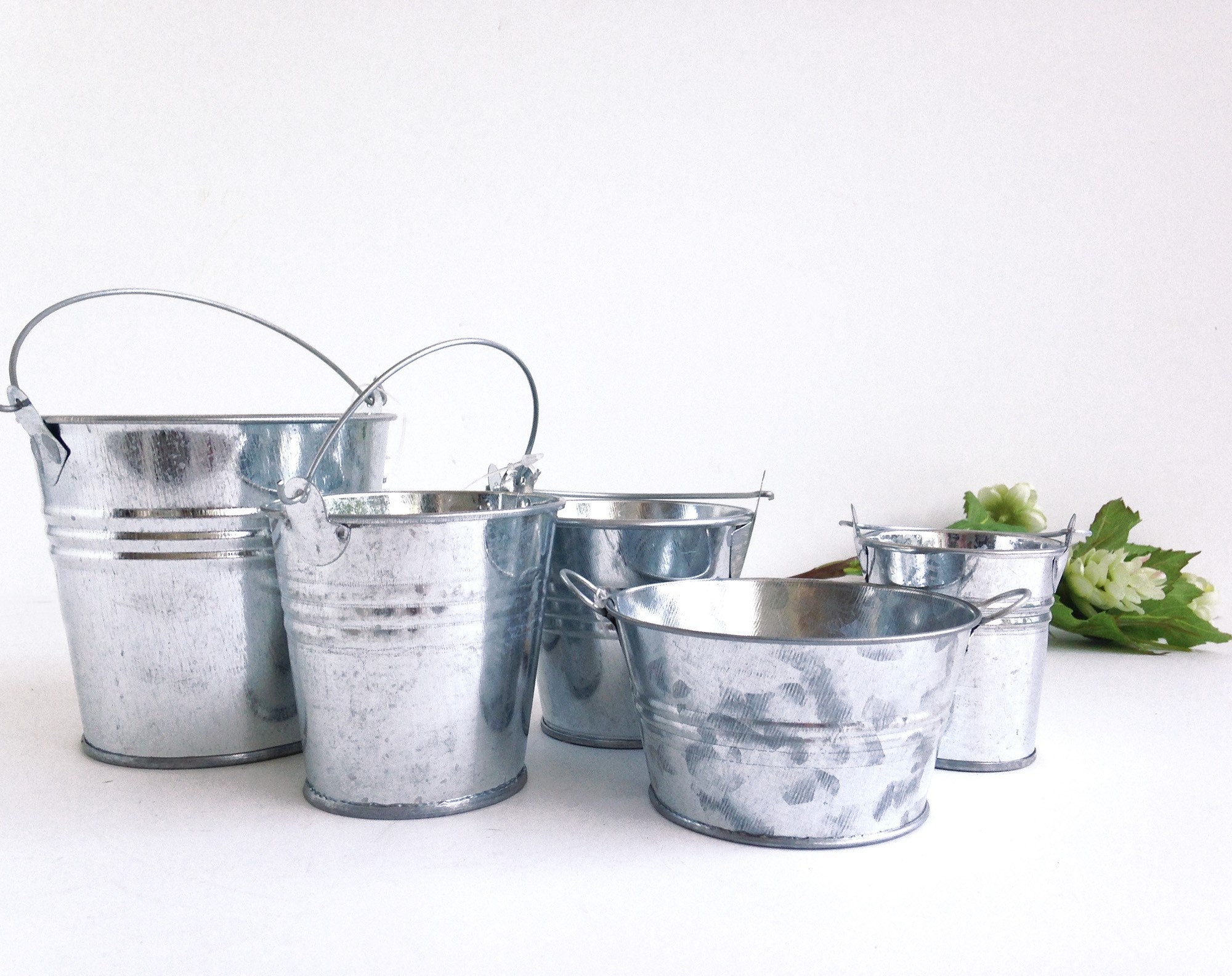 Galvanized Pail 5 Sizes Pail With Handle Small Pail Metal Etsy