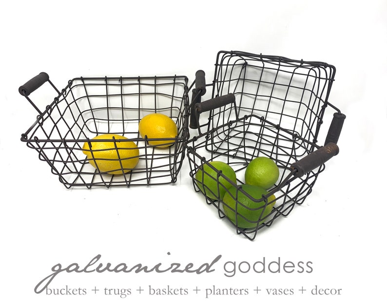 Wire Kitchen Caddy Basket Fruit & Vegetable Gathering Wire Etsy