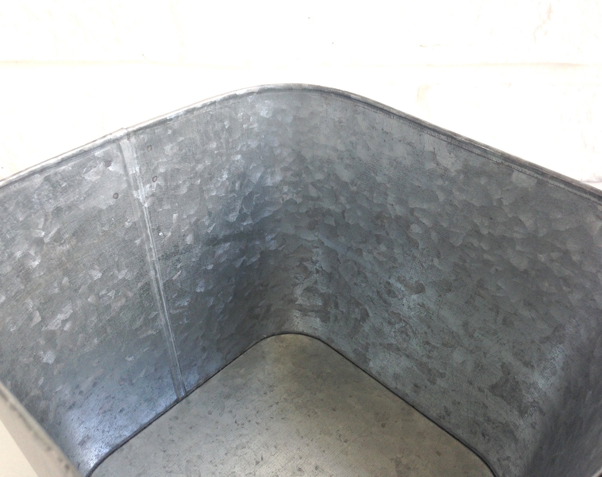 Square Galvanized Bucket Pail With Handle Galvanized Decor Etsy