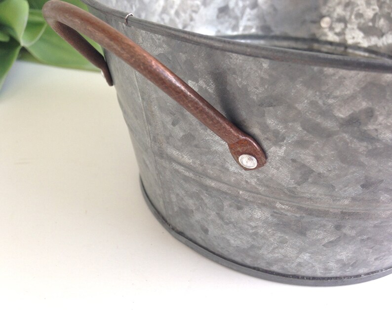 Small Galvanized Tub Brass Handles Drink Bucket Galvanized Etsy