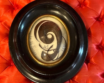 French Victorian Hair Work Memorial Mourning Framed 1894