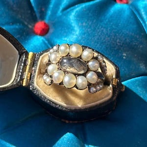Antique Georgian Pearl Mourning Ring Inscription