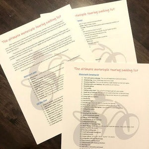 Printable motorcycle Road Trip Packing Checklist