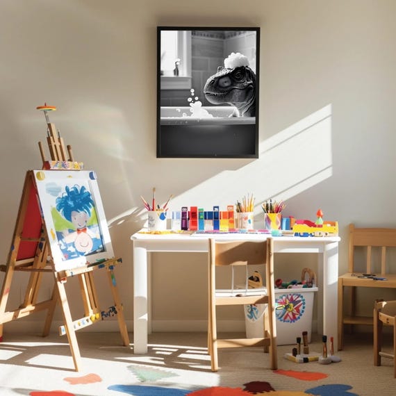 Acquista Animali Bagno Vasca da bagno Poster Arte da parete in bianco e nero Elefante Tigre Giraffa Zebra Stampa su tela Immagine della cameretta dei bambini per la camera dei bambini in